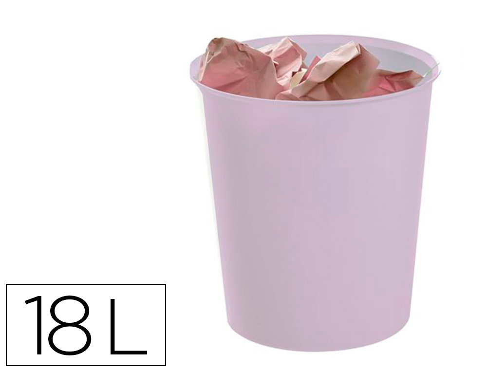 PAPELERA PLASTICO ARCHIVO 2000 ECOGREEN 100% RECICLADA 18 LITROS COLOR MALVA PASTEL 290X310 MM